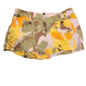 New York & Company yellow, green, & brown Camouflage Women's Shorts.